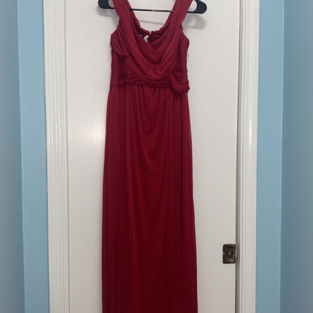 David’s Bridal Criss Cross Ofd The Shoulder Bridesmaid Dress